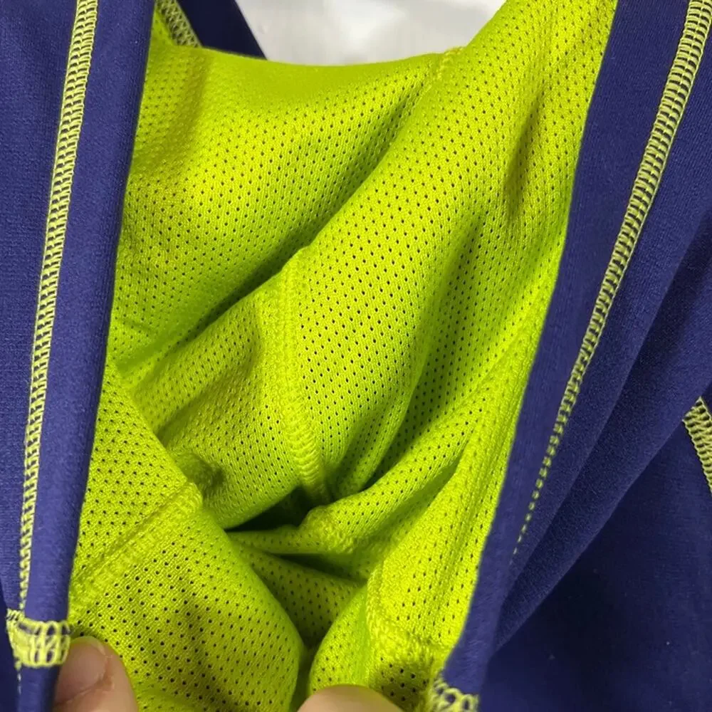 Nike Therma-FIT Purple Fleece Hoodie Lime Contrast Swoosh Pullover Women’s Small